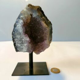 Naturalny kamień Ametyst Geoda na metalowej nóżce nr 8